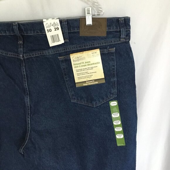 NWT Cabela's Men's Rough Neck Jeans Relaxed Fit Size 50-30 in Dark Wash Workwear - Picture 3 of 11